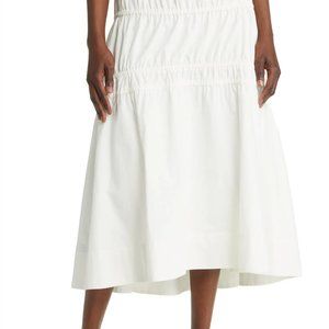 Moon River
Women's white Tie Detailed Maxi Tiered Skirt